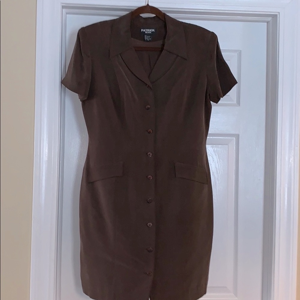 Patrick petite silk button front dress